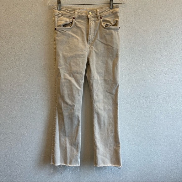 Zara Denim - Zara Flare Cut Beige Jeans Size 4